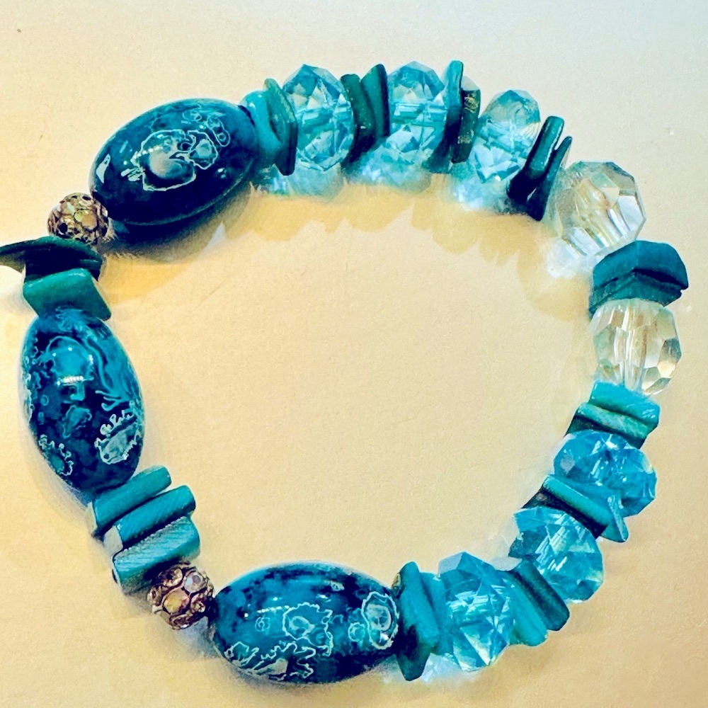 Cute Turquoise Blue Beaded‎ Bracelet